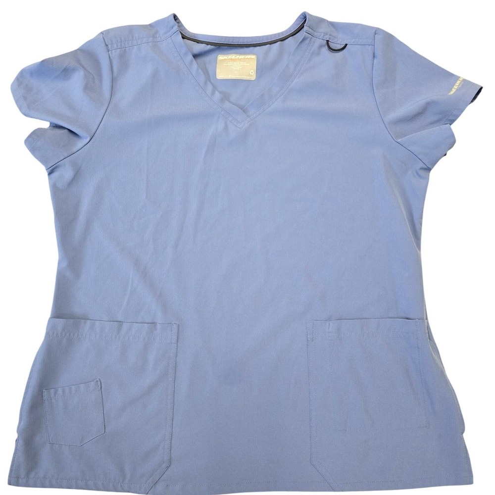 Skechers Scrub Set XL Blue Stretch Top Pants Medical Uniform Womens - Picture 3 of 10